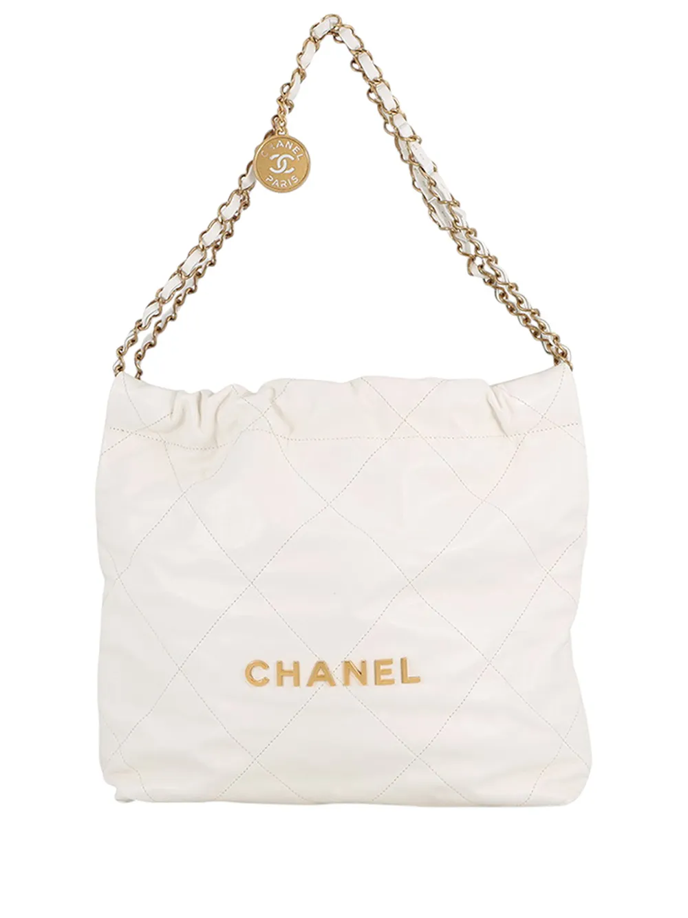 CHANEL Pre-Owned 2021-2026 Small Shiny Calfskin 22 hobo bag - Bianco