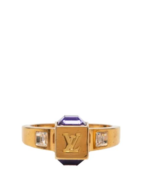 Louis Vuitton Pre-Owned 2010 Gold Plated Crystal Gamble Cocktail Ring L costume ring