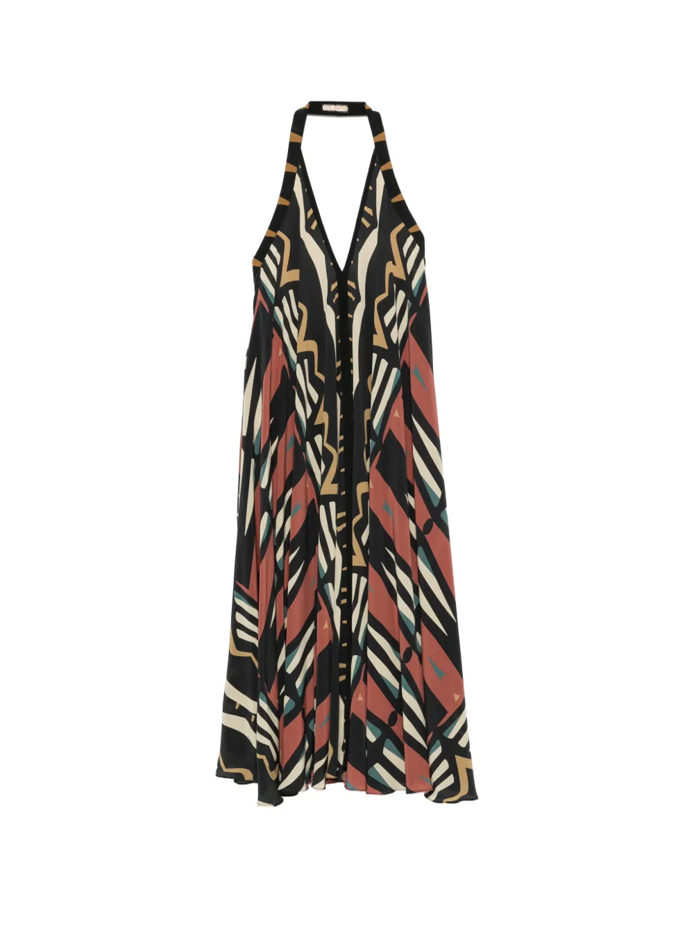 Volantis geometric-print maxi dress - Schwarz