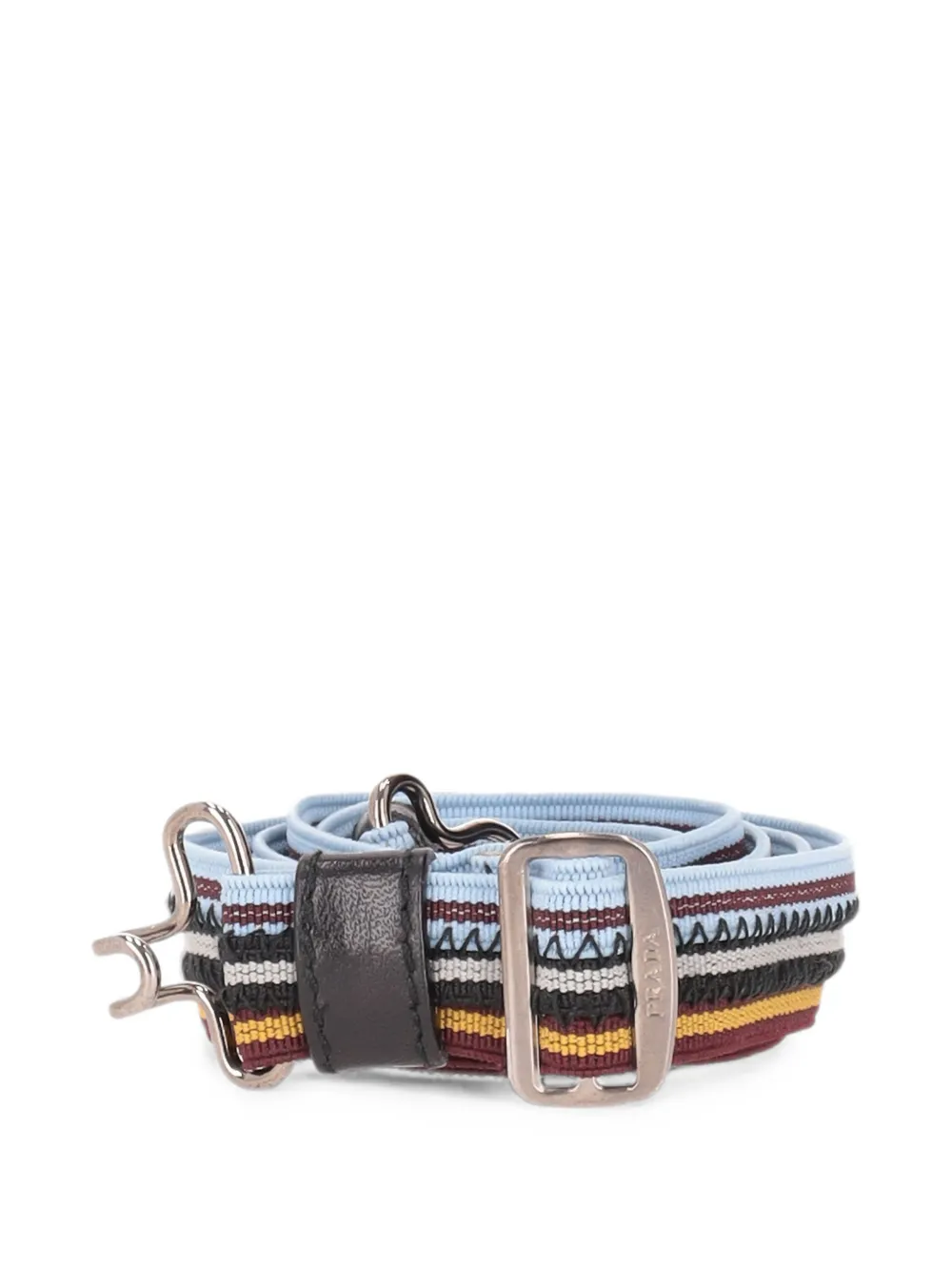 Prada logo-engraved striped belt - Blu
