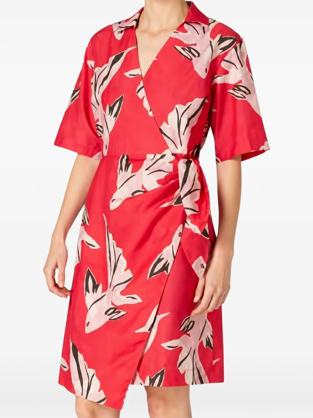 Paul Smith graphic-print wrap mini dress - Red