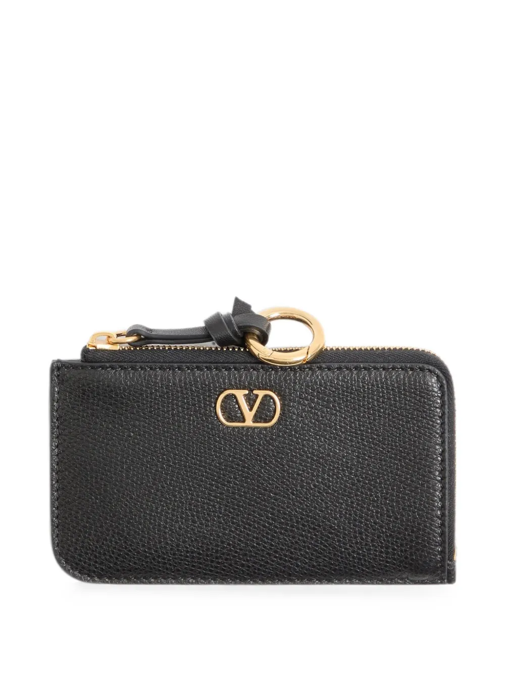 Valentino Garavani Portacarte VLogo Signature con zip in pelle di vitello - Nero