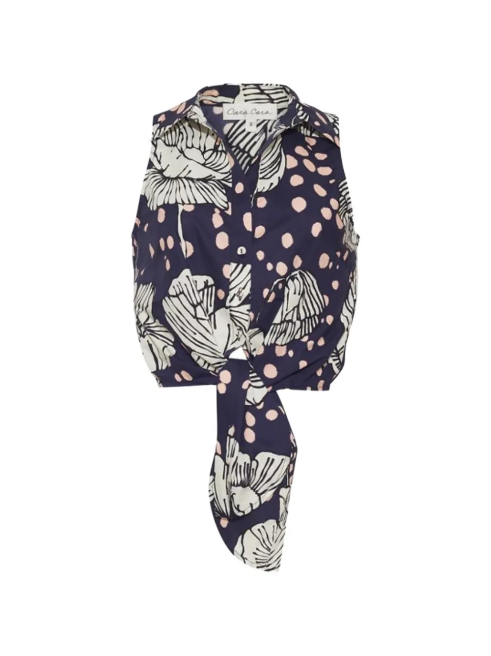 Cara Cara Highland floral-print tie-front shirt - Blu