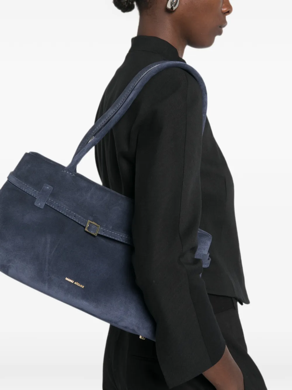 Manu Atelier Le Cambon East-West tas met gespdetail Blauw