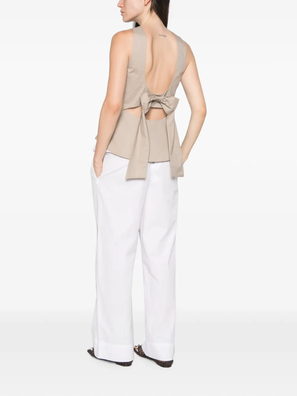 Moutaki Bow-detail Peplum Blouse In Neutrals