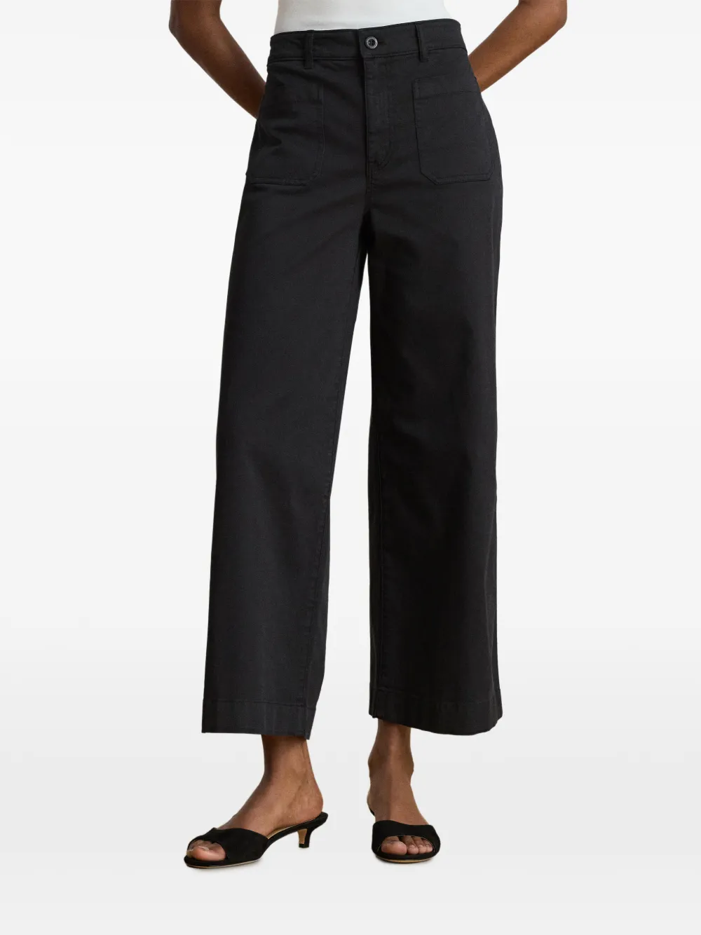 Lauren Ralph Lauren Stretch-katoenen broek met wijde pijpen Zwart