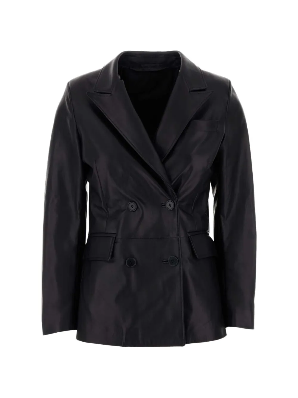 Santoro double-breasted leather blazer - Nero