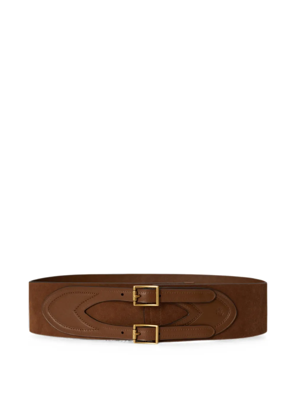 Lauren Ralph Lauren suede double-buckle belt - Marrone