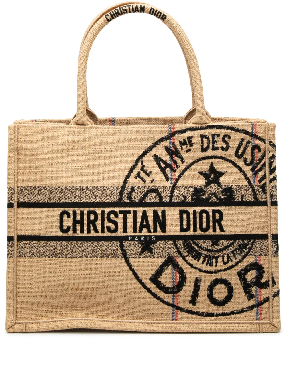Christian Dior Pre-Owned 2022 Medium Jute Embroidered Book tote bag - Neutrals