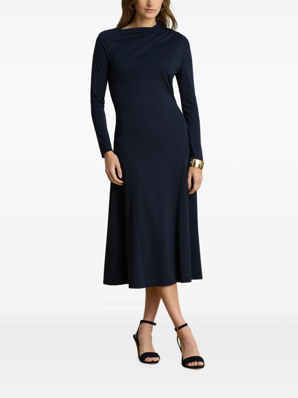 Lauren Ralph Lauren Yamilla gedrapeerde midi-jurk Blauw