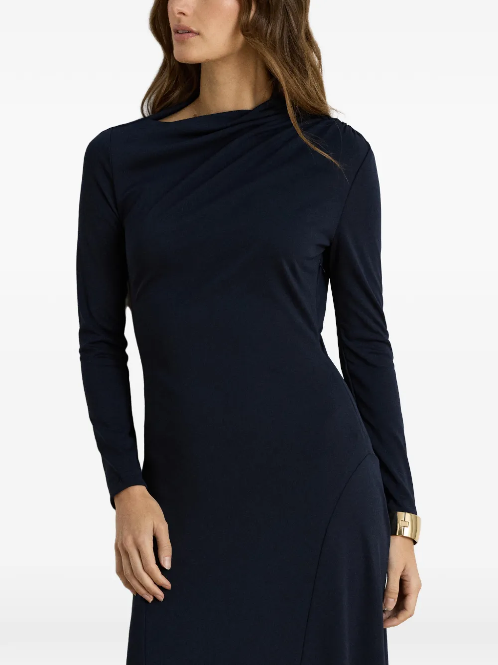 Lauren Ralph Lauren Yamilla gedrapeerde midi-jurk Blauw