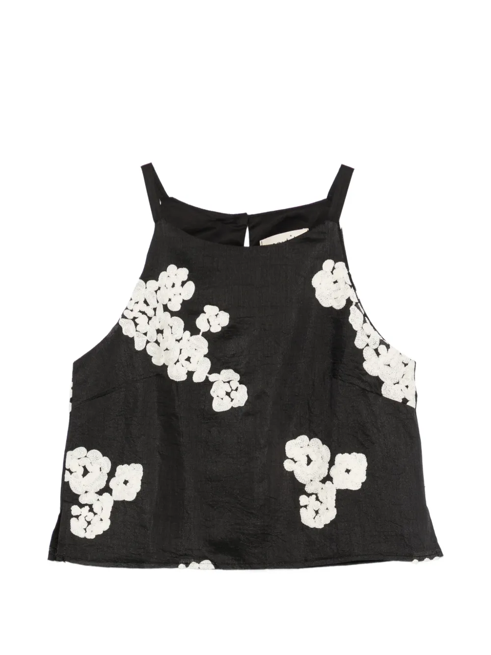 MOUTAKI floral-embroidered sleeveless blouse - Nero