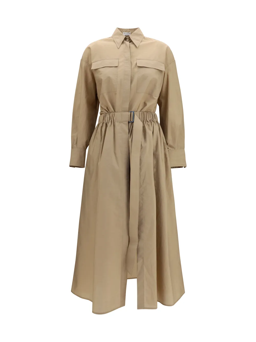 Brunello Cucinelli belted chest-pockets midi dress - Verde
