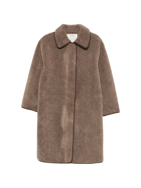 YERSE faux-shearling piped-trim coat