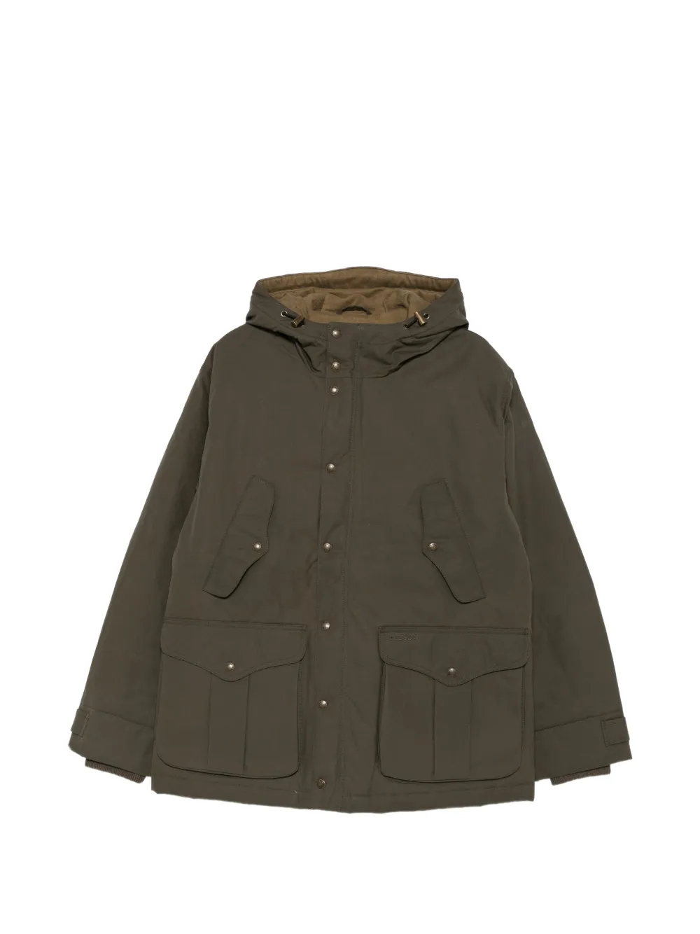 Filson Waxed Mountain Park Hooded Multi-pocket Coat In Green