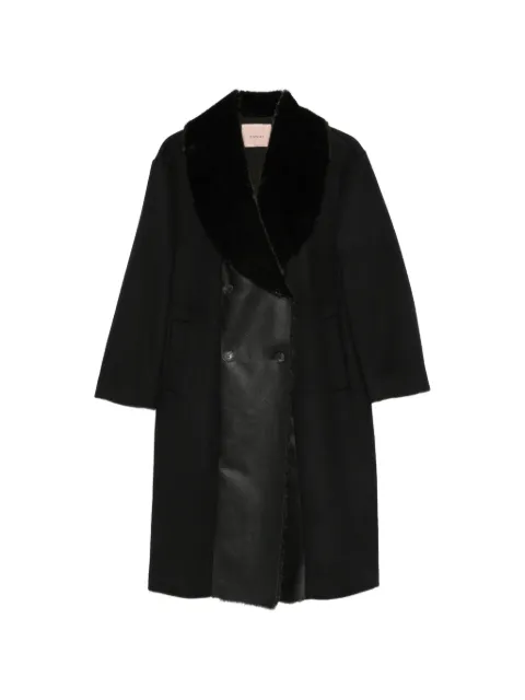 TWINSET faux-fur collar double-breasted coat