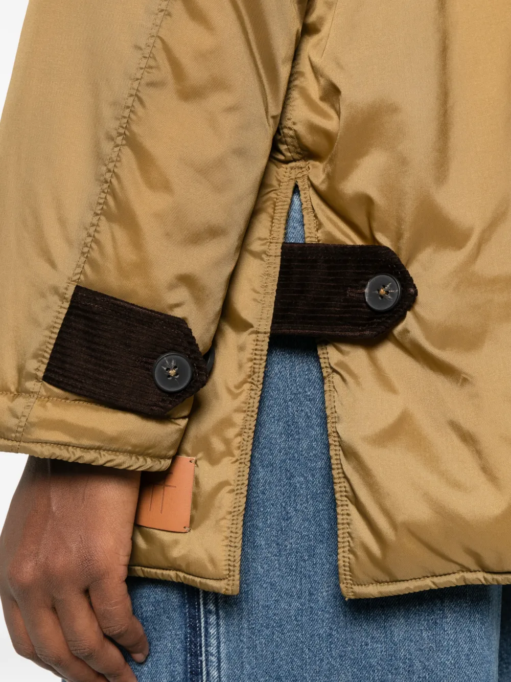 Forte corduroy-collar button-up coat Beige