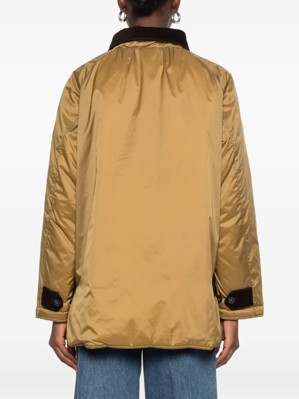Forte corduroy-collar button-up coat Beige