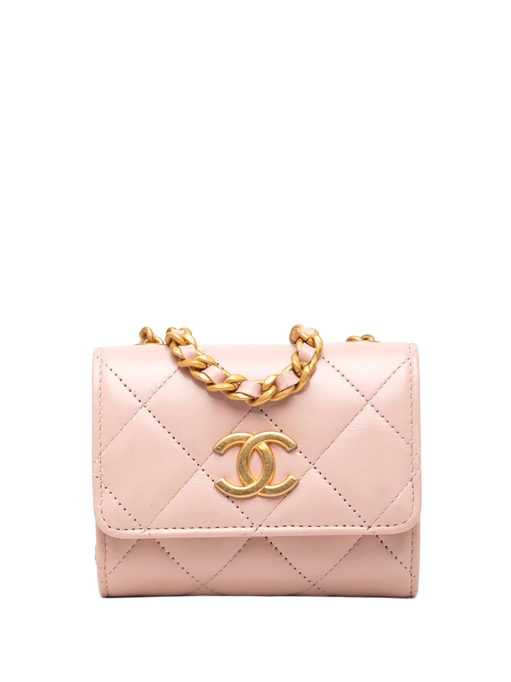 CHANEL Pre-Owned 2021-2026 CC Quilted Lambskin Medallion Clutch With Chain crossbody bag - Rosa