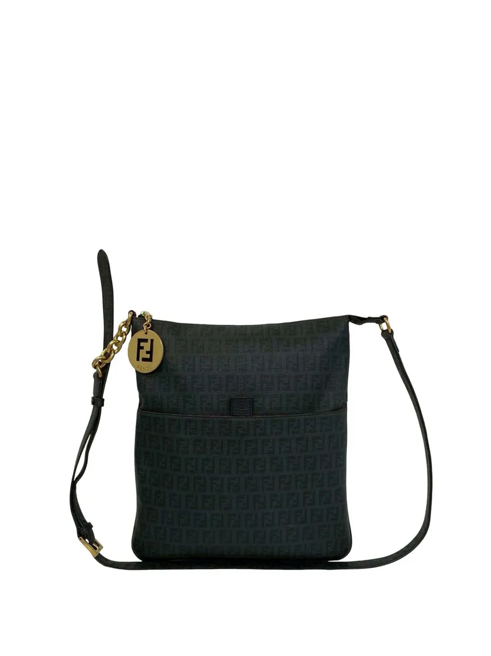 Fendi Pre-Owned 2000-2010 Zucchino Coated Canvas Charm Zip crossbody bag - Black