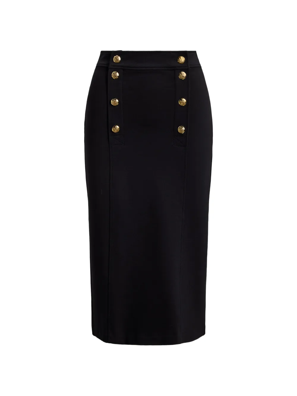 Ralph Lauren Button-embellished Pencil Midi Skirt In Black