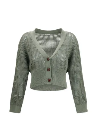 BRUNELLO CUCINELLI　スパンコール装飾　ニットカーディガン Brunello Cucinelli スパンコール カーディガン | グリーン | FARFETCH JP