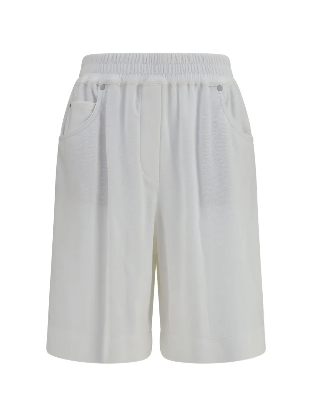 Brunello Cucinelli elasticated-waistband cotton shorts - Weiß