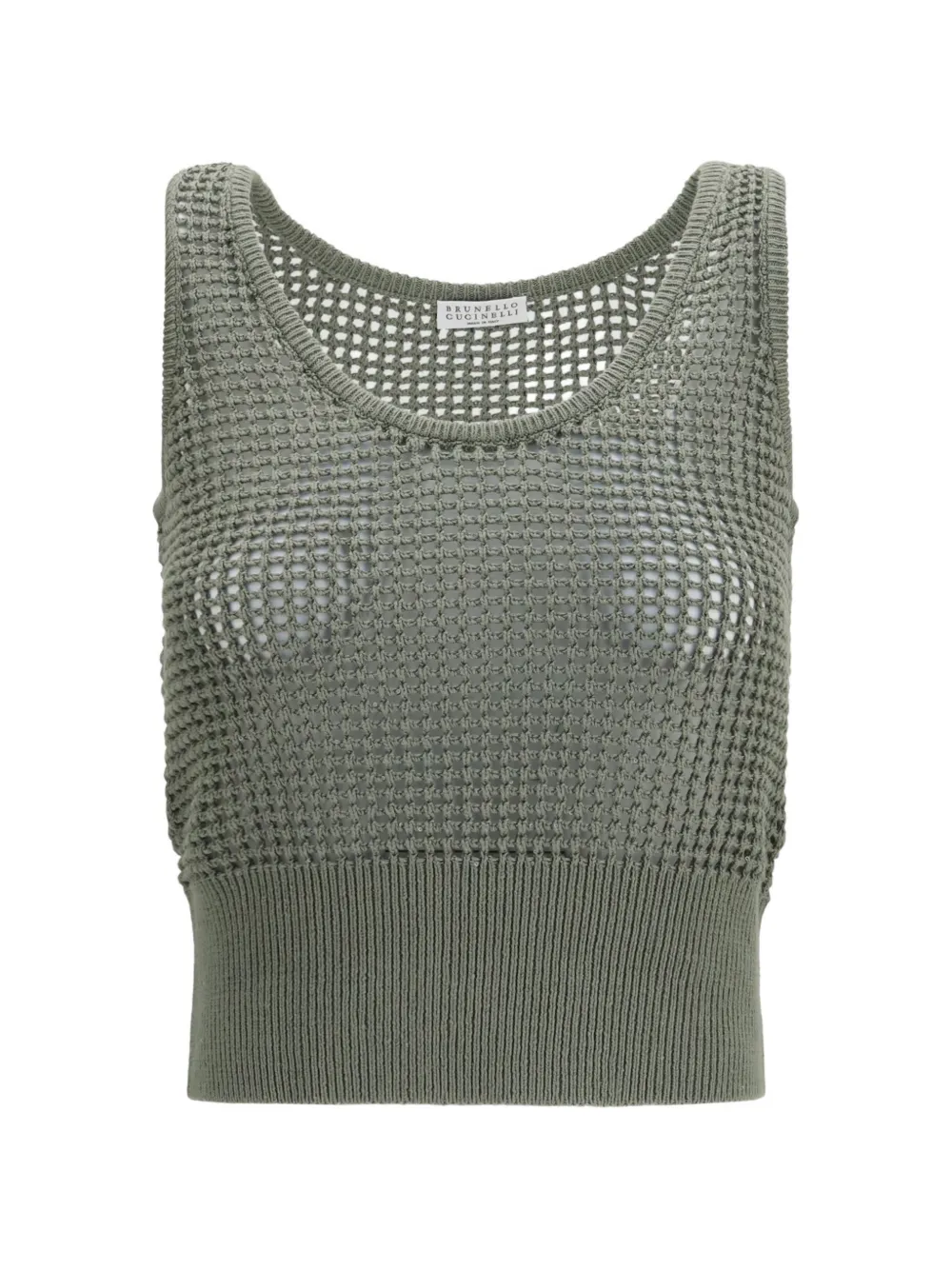 Brunello Cucinelli open-knit sequin-embellished top - Verde