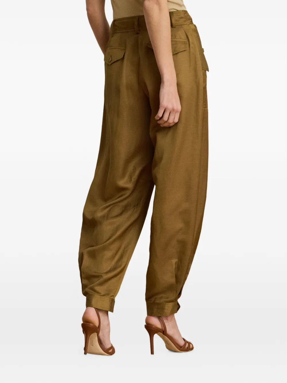 Lauren Ralph Lauren Shantung Barrel cargo broek Bruin