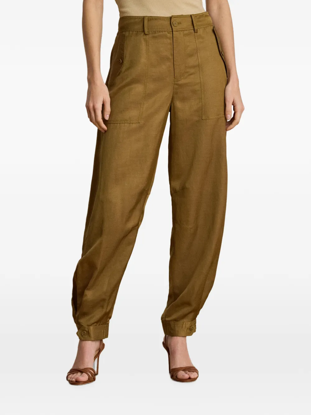 Lauren Ralph Lauren Shantung Barrel cargo broek Bruin
