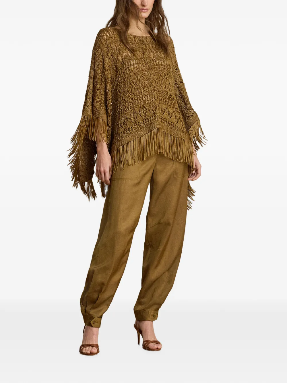Lauren Ralph Lauren Shantung Barrel cargo broek Bruin