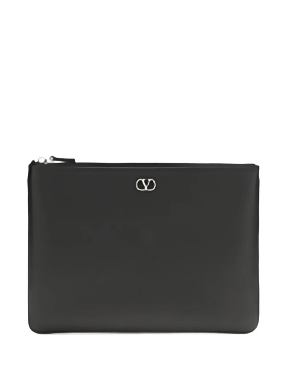 Valentino Garavani VLogo Signature grained leather clutch bag - Schwarz