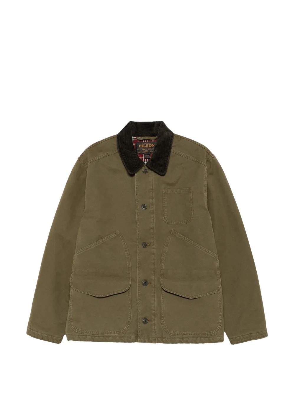 Filson corduroy-collar patch-pocket jacket - Verde