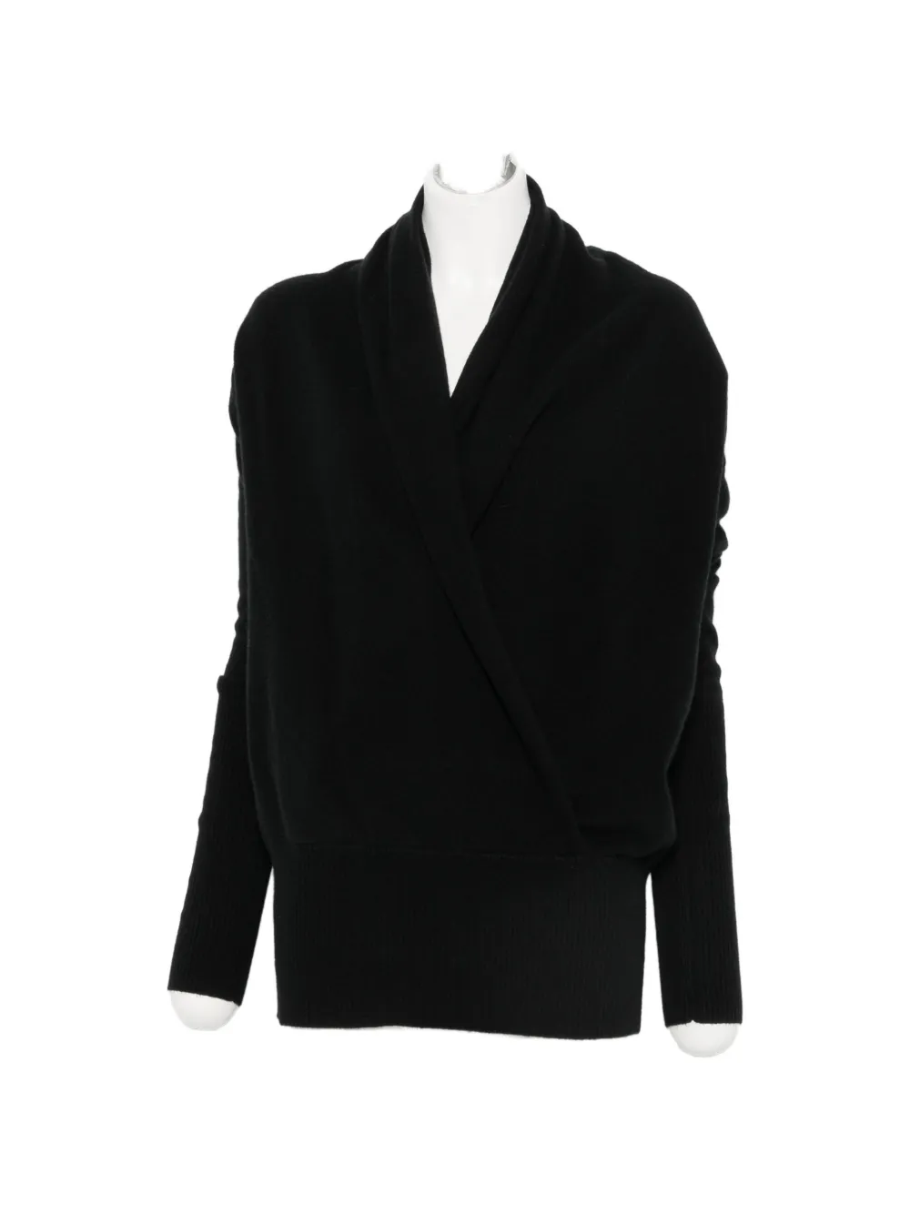 7 For All Mankind wrap-style ribbed-trim sweater - Nero
