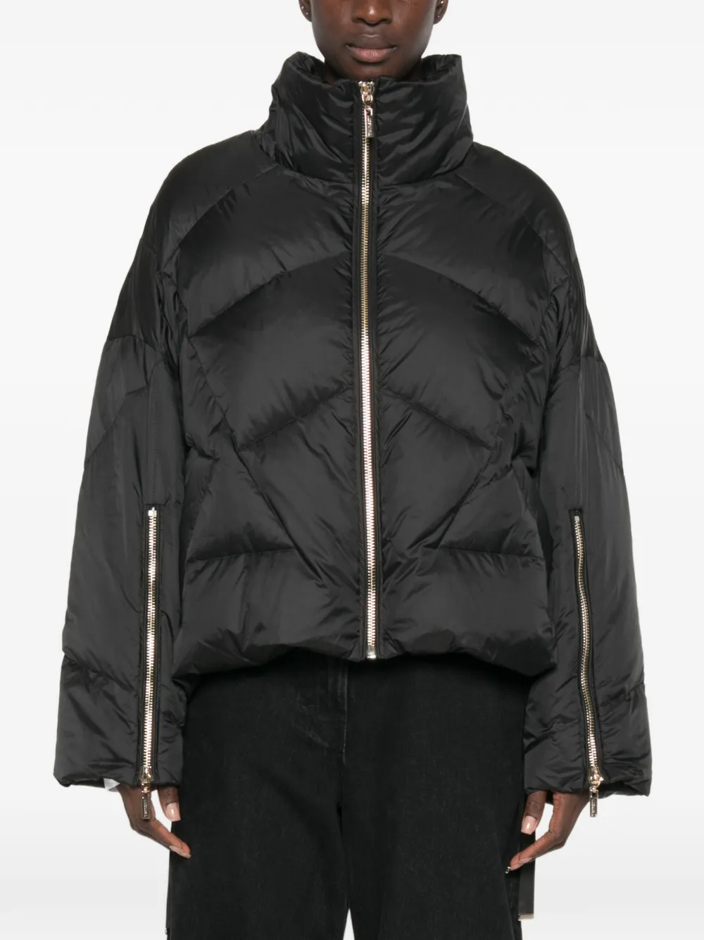 TWINSET Gewatteerd donsjack met ritsmouwen Zwart