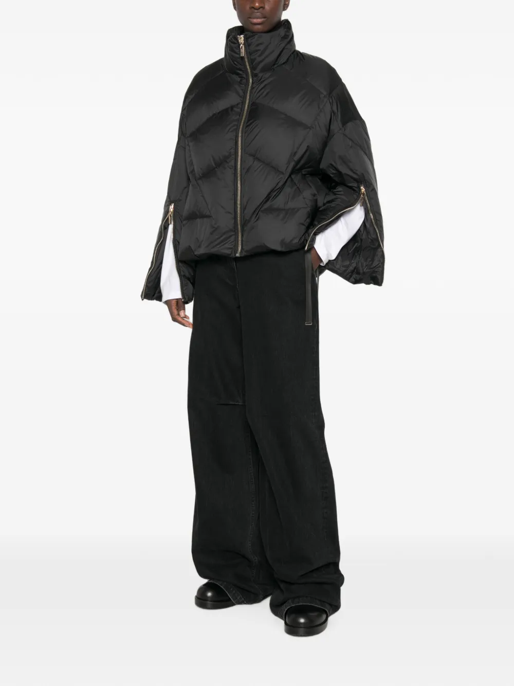 TWINSET Gewatteerd donsjack met ritsmouwen Zwart