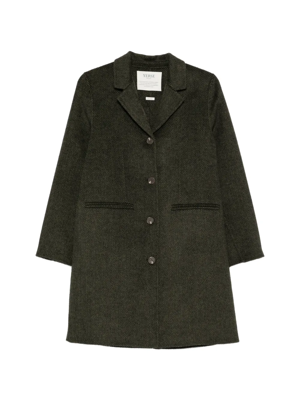 YERSE herringbone-pattern notch-lapels coat - Green