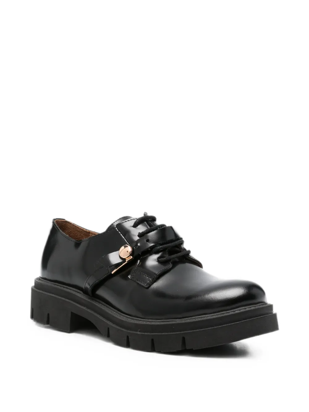 SERGIO MORETTI FIRENZE Leren derby schoenen met gesp-detail Zwart