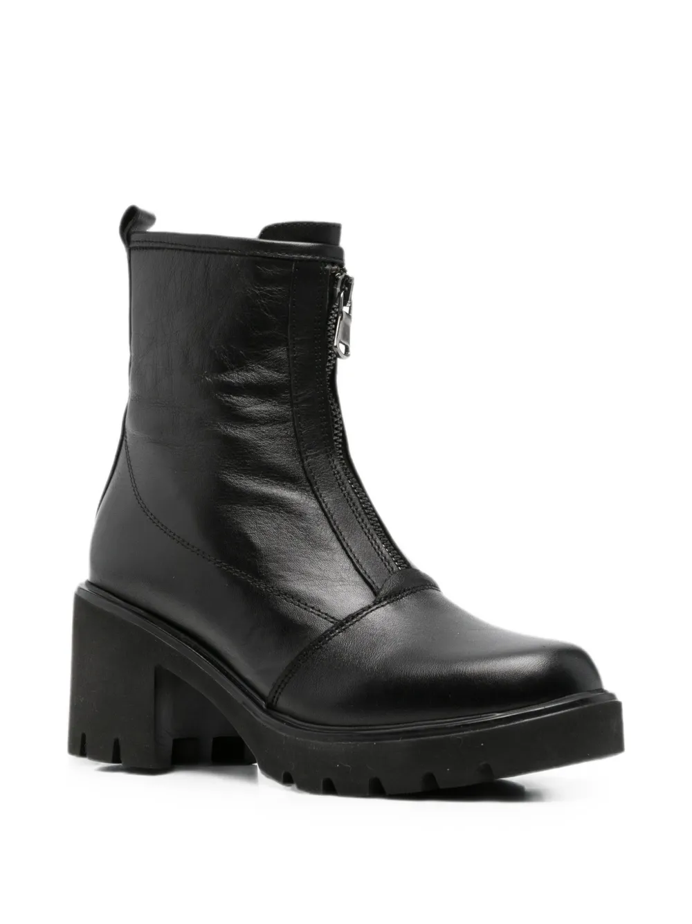 SERGIO MORETTI FIRENZE zip-front chunky ankle boots Zwart
