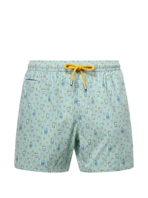 MC2 Saint Barth gin and lemon graphic-print striped swim shorts