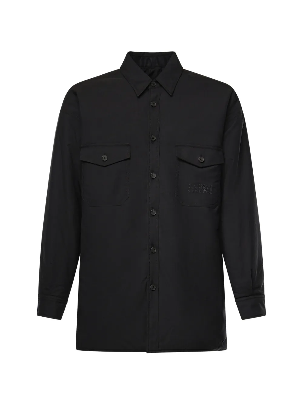 MM6 Maison Margiela logo-embroidered chest-pockets shirt - Nero