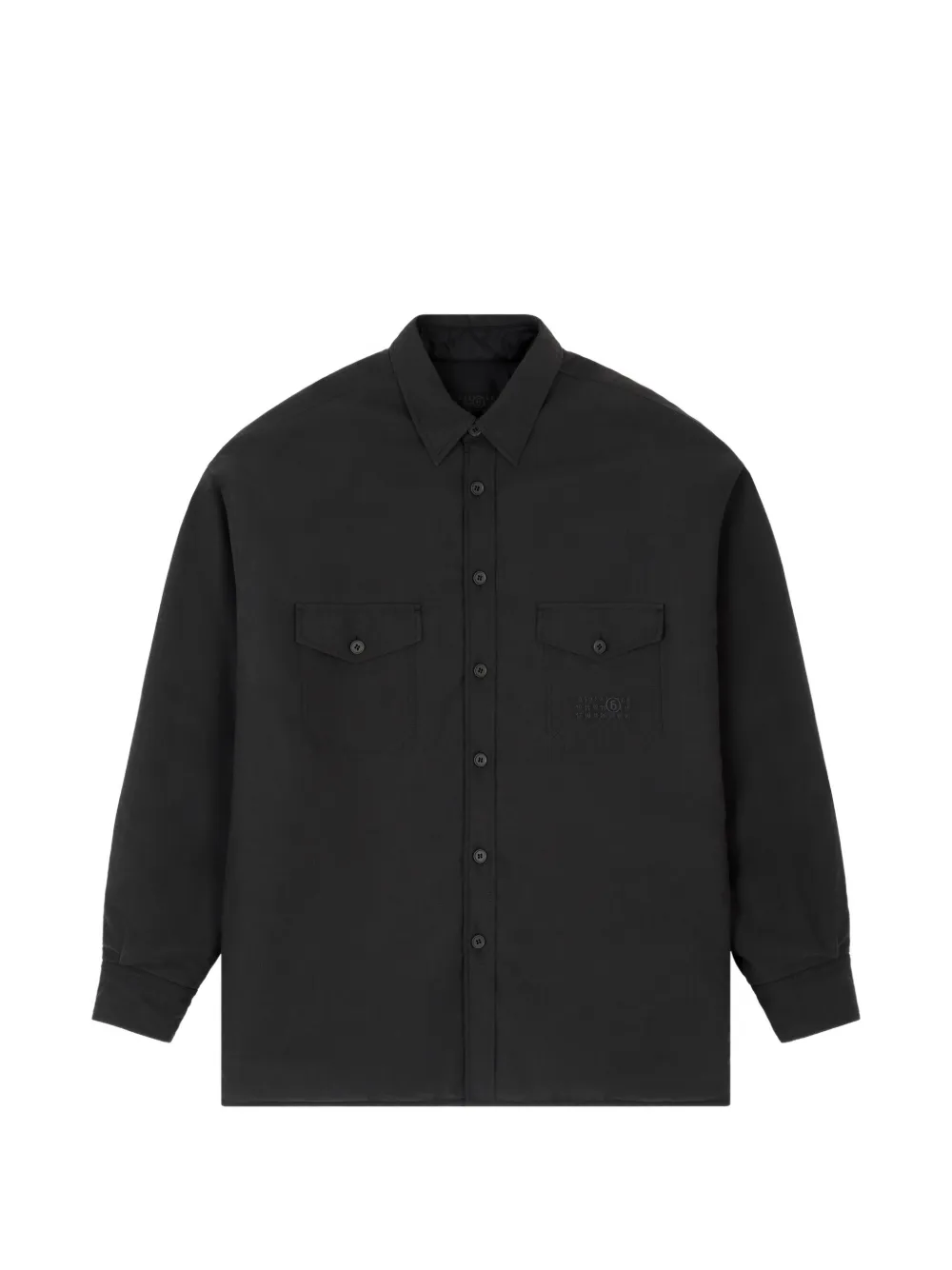 MM6 Maison Margiela logo-embroidered chest-pockets shirt - Black