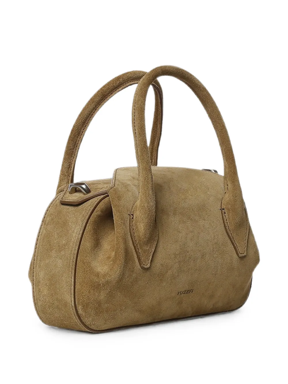 Yuzefi Oyster Duffle suède mini-handtas Beige
