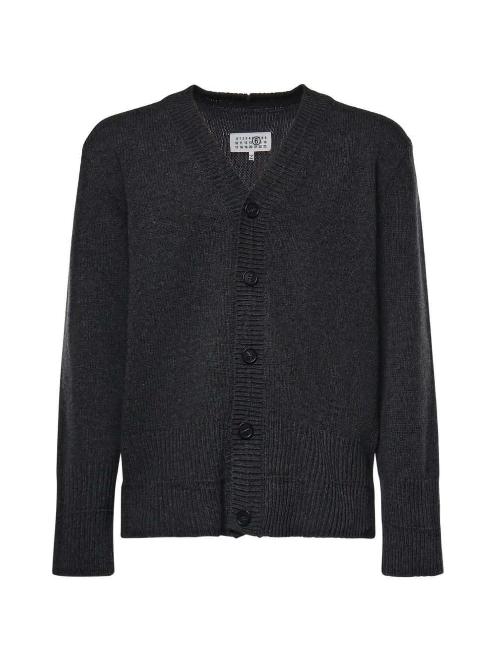 MM6 Maison Margiela logo-embroidered V-neck cardigan - Grau