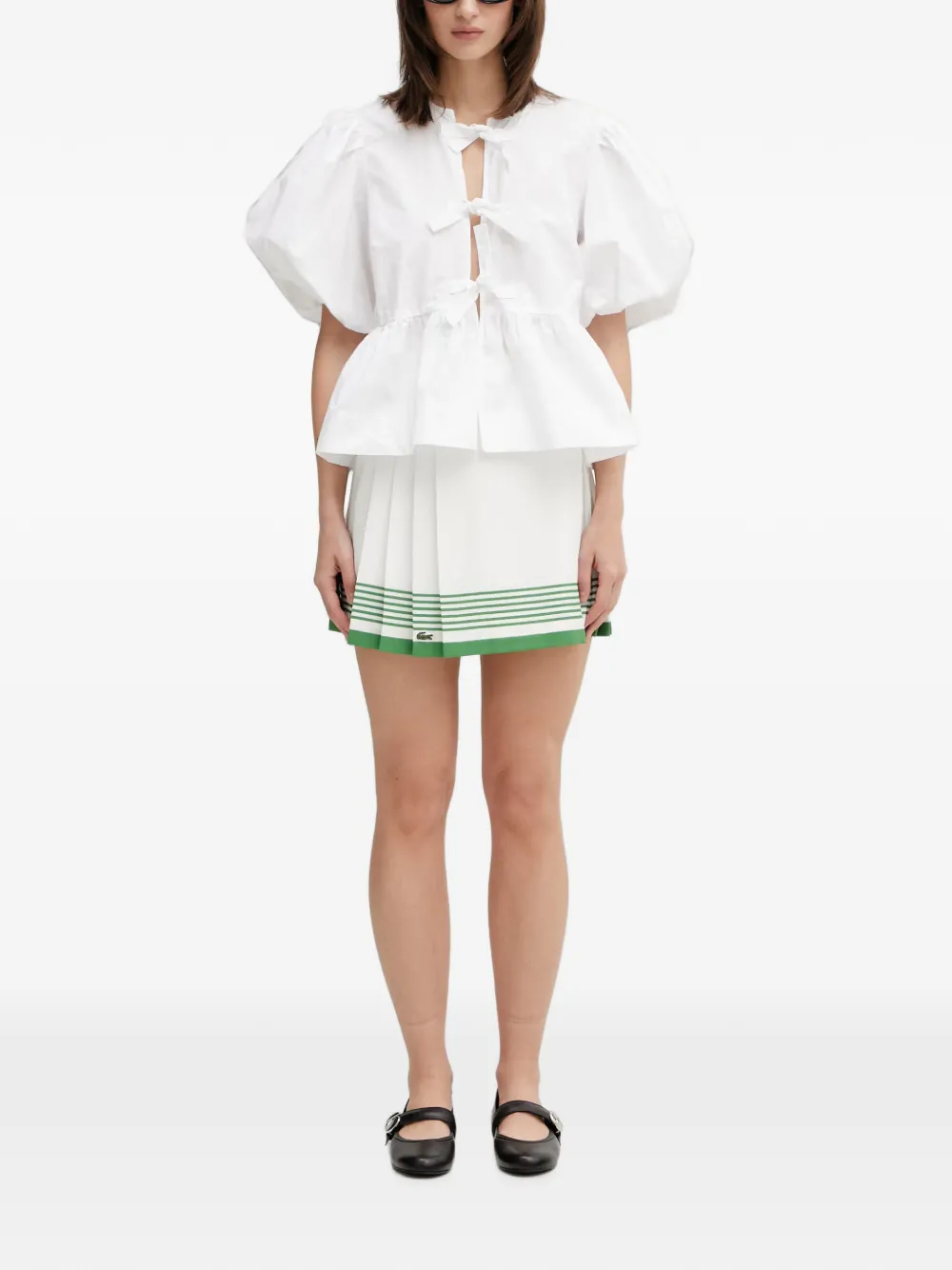 Lacoste pleated striped-detail mini skirt - Bianco