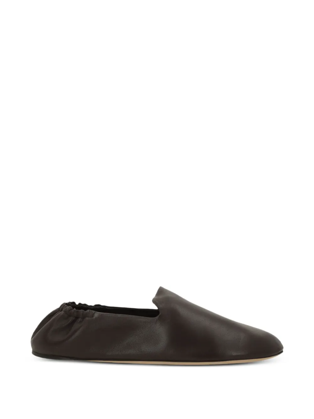 The Row ruched-heel leather loafers - Marrone