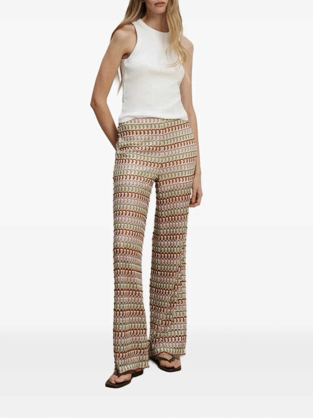 Veronica Beard Fatima broek met geometrisch patroon Beige