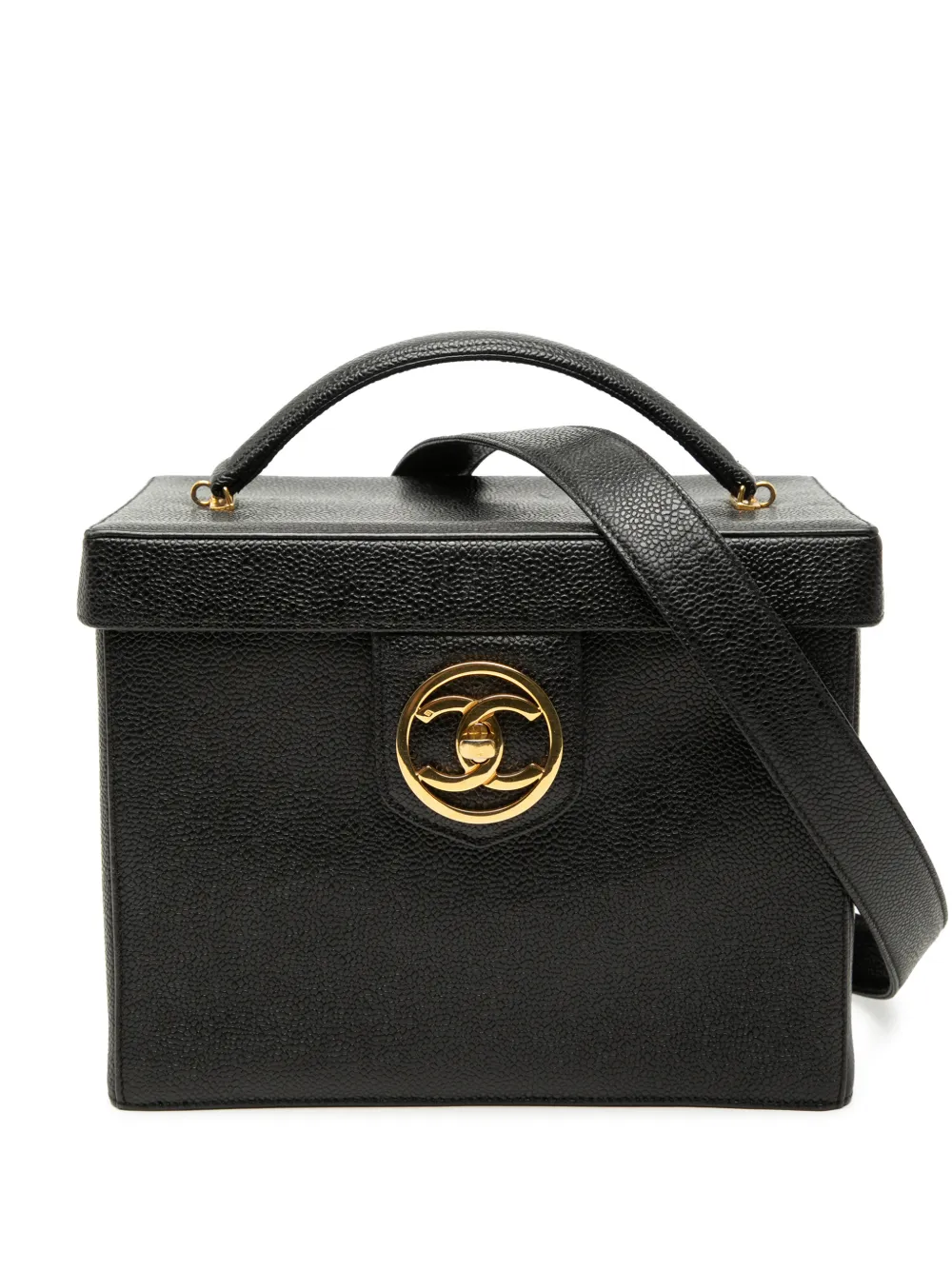 CHANEL Pre-Owned 1994-1996 CC Caviar Vanity Box Case satchel - Nero