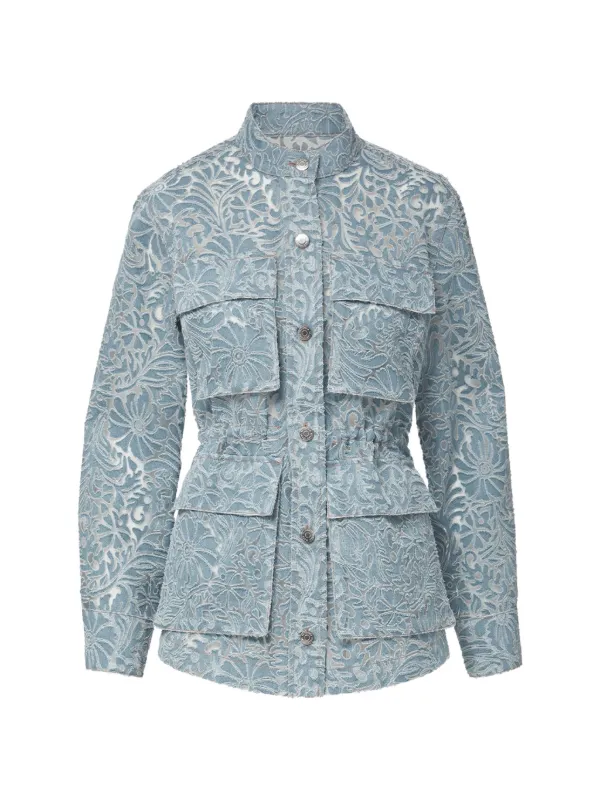 Veronica Beard Lane Floral-lace Jacket in Blue