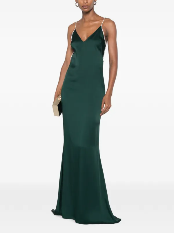 TOM FORD crystal-embellished Backless Gown | Green